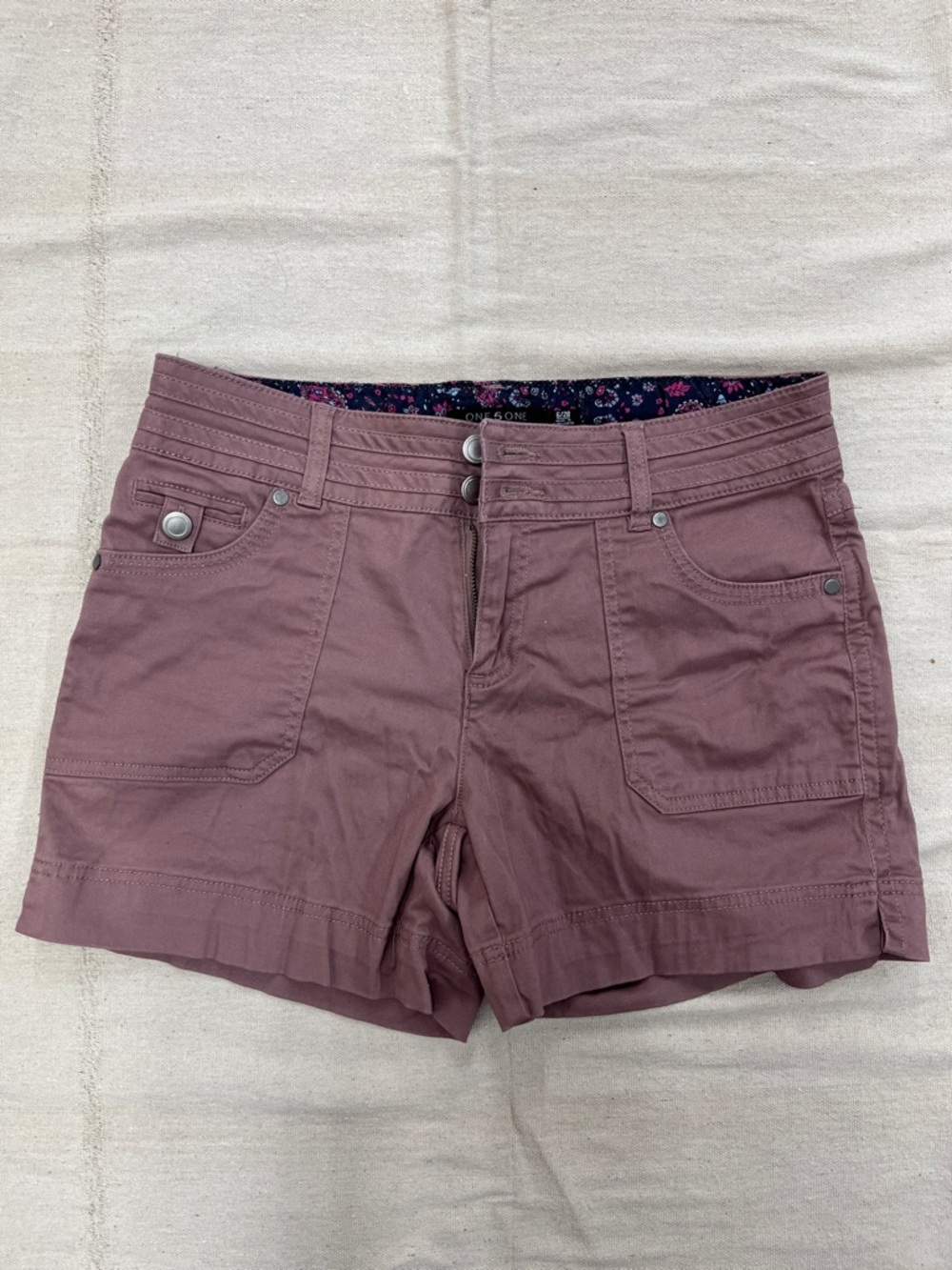 one 5 one Mauve-Pink Utility Shorts